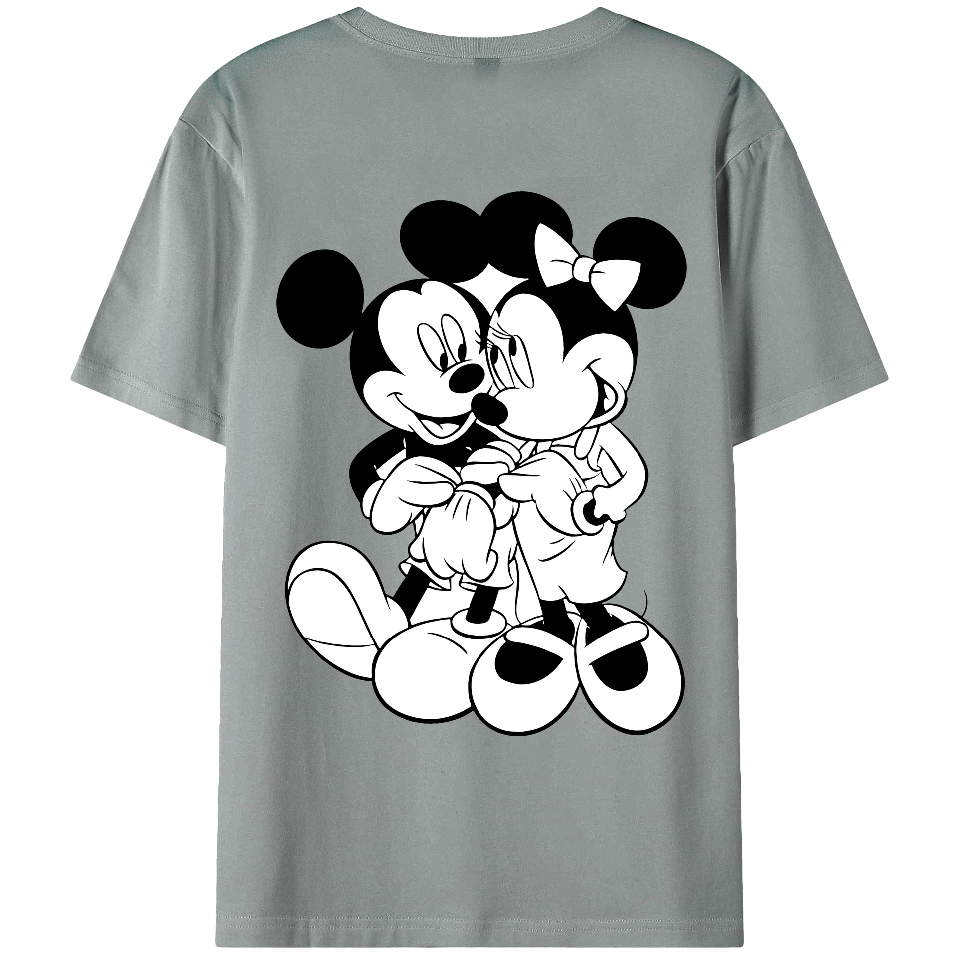 ミッキーマウス Mickey Mouse 綿100％ メンズ半袖Tシャツ（バックプリント） 通気性